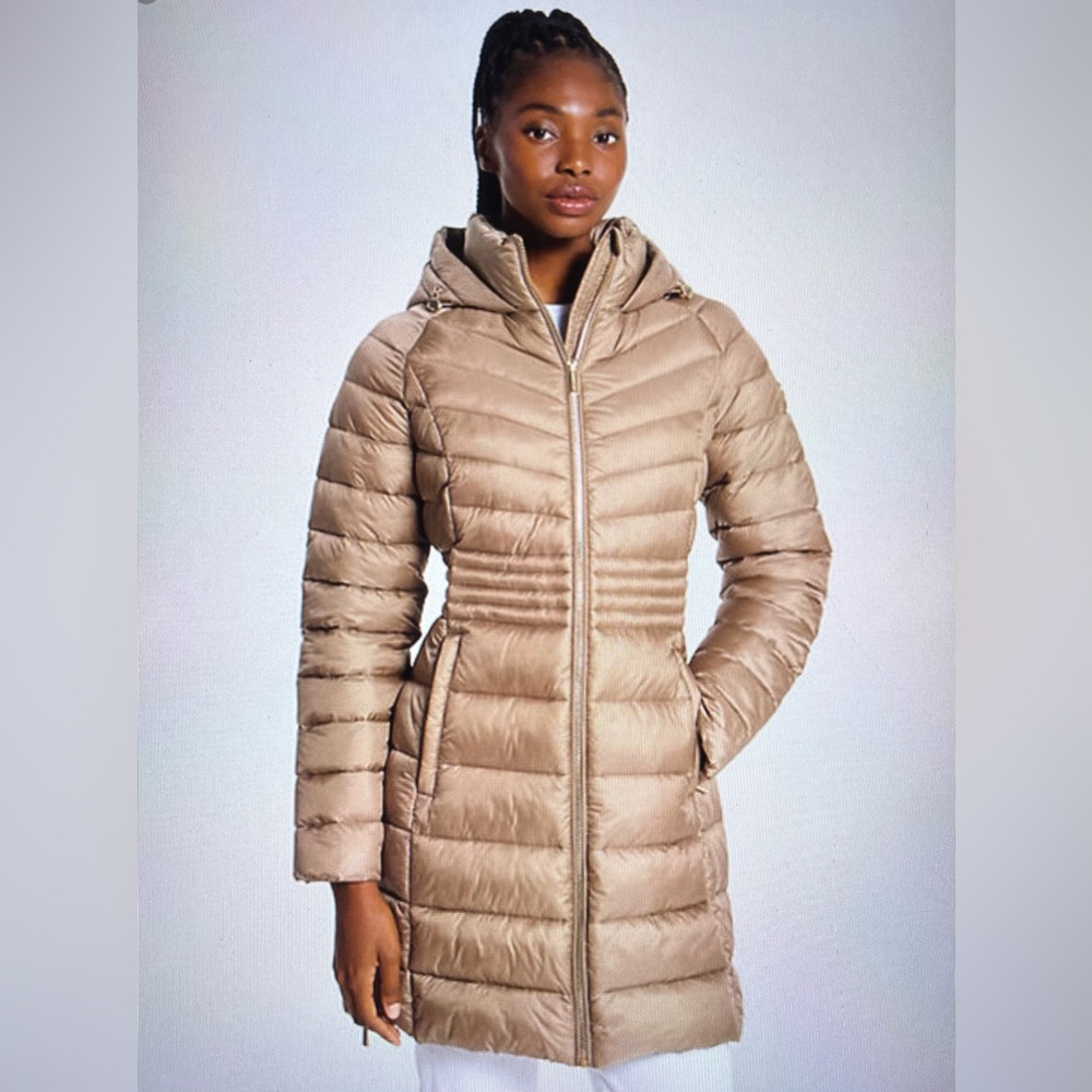 Michael Kors Pewter Packable Downfill Puffer Jacket